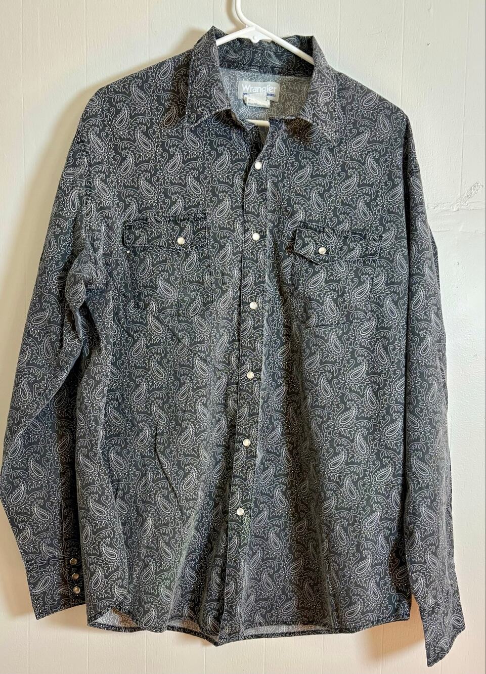 Wrangler MTW1394 XL Men's Long Sleeve Black White Paisley Western Snap Front